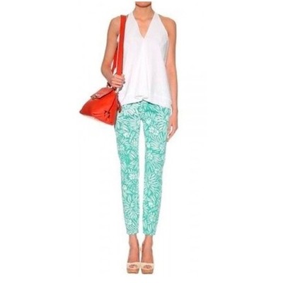 DVF x Current Elliott The Classic Skinny Jeans Mint Floral Print Size 26
