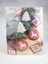 2006 Bucilla SWEATER KNIT Felt Christmas Ornaments Kit 85337 Makes 6 Deer Tree S