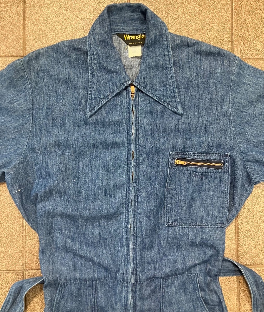 Vintage 1970s Wrangler Denim Short Sleeved Coverall Jumpsuit Size