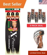 Kanekalon X-Pression Braid 5 Pack - Ultra-Lightweight 52" - Off Black 1B