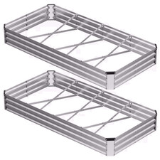 Gianna Metal Raised Garden Bed 2pcs Set, 8x4x1ft Outdoor Planter Box,Raised Gard