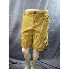2931-Chouyatou Men's Mustard Cargo Shorts with Side Utility Pockets