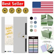 Aesthetic Pastel Accordion File Folder - 8 Pocket Organizer for School & Office