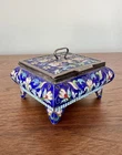 Antique 19th C Russian Solid 84 Silver Multi Color Enamel Floral Lidded Box 114g