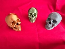 Halloween Miniature Human Skulls 3 Pack, Bronze, Copper, and Silver