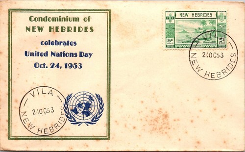 GOLDPATH: NEW HEBRIDES COVER 1953, UN DAY CV796_P05