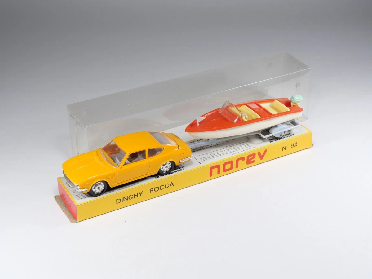 NOREV - 92 - Fiat Dino avec Remorque et Bateau Dinghy Rocca - Jaune et Orange