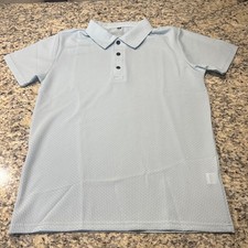 New Men's Light Blue Supersoft Polyester Stretch Short Sleeve Polo Shirt Small