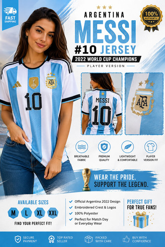 Argentina Messi World Cup 2026 Home Soccer Football Jersey