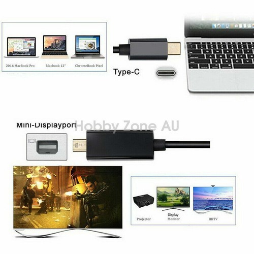 USB-C USB 3.1 Type C to Mini DisplayPort DP Male Cable 4K@60Hz 1.8m MacBook - Picture 6 of 9