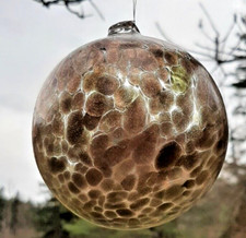 4" Diameter Hanging Glass Ball Clear With Sparkly Metallic Gold Spots HB21-3