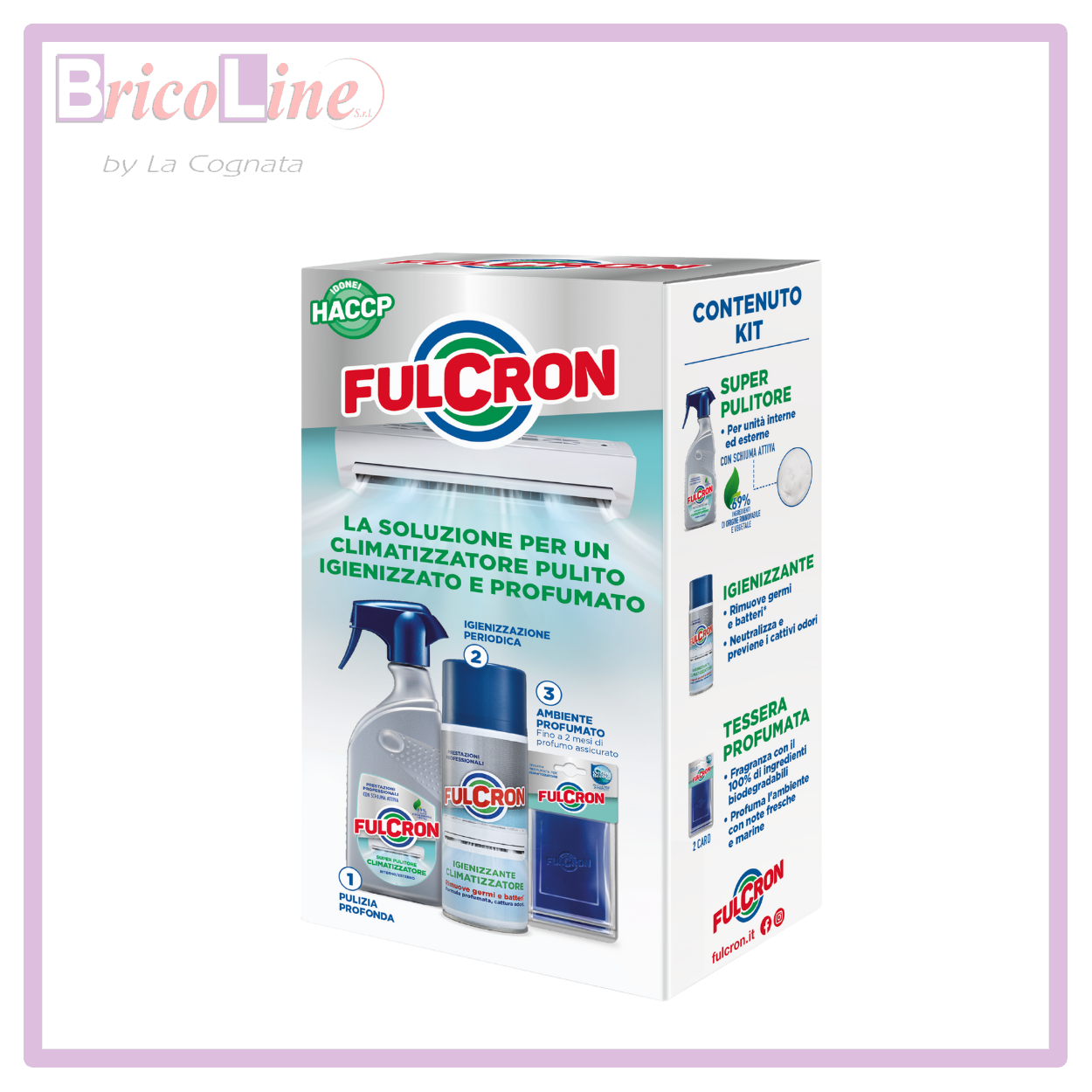 KIT SUPER PULITORE+IGIENIZZANTE+PROFUMATORE PER CLIMATIZZATORE FULCRON 2503