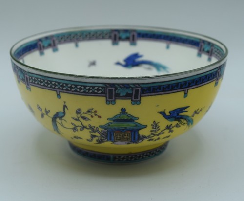 MADERA DE CUÑA ANTIGUO TEMPLO PÁJARO ASIÁTICO JAMES HODGKISS 5" CUENCO PINTADO A MANO X9846 - Imagen 3 de 14