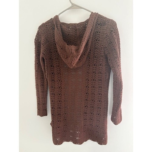 Cardigan all'uncinetto con cappuccio marrone Gap bambini ragazze 10 con bottoni e maniche lunghe - Foto 5 di 6