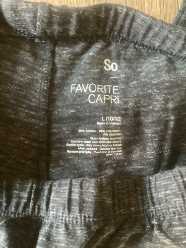 SO Favorite Capri Girls Athletic Leggings Black Size L Large 10 VGUC Comfort - Picture 3 of 8