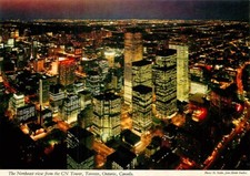 Postcard Northeast View from CN Tower at Night, Toronto, Ontario, Canada