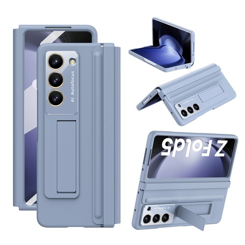 Leather Hinge Case with Glass Screen Kickstand For Samsung Galaxy Z Fold 5 4 3 2 - Picture 15 of 59