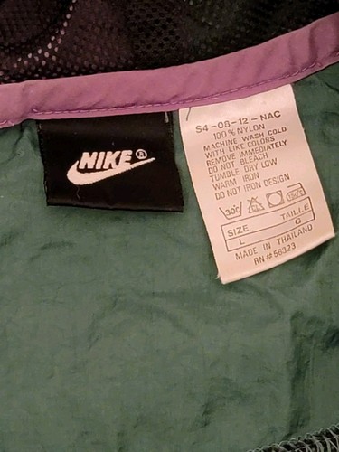 Vintage Nike Jacket Windbreaker Full Zip Green Purple 90s Baggy Fit Mens Size L - Picture 7 of 12