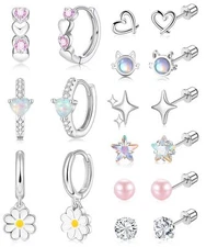 Surgical Stainless Steel Earrings for Girls Women Hypoallergenic Screw Back E...