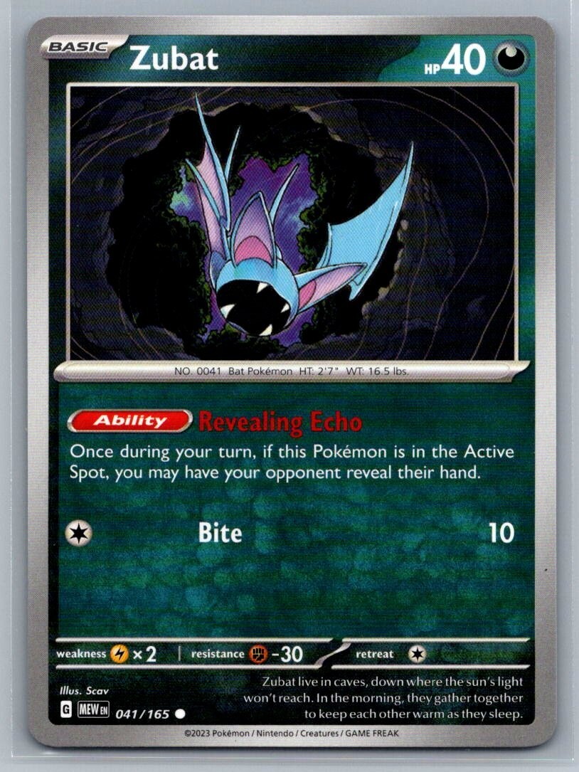Zubat 41/165 Scarlet & Violet 151 Common Pokémon TCG 2023