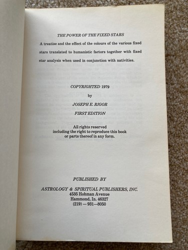 Die Macht der Fixsterne - Joseph Rigor - 1. Auflage 1979 Astrologie Okkult RAR - Bild 5 von 6