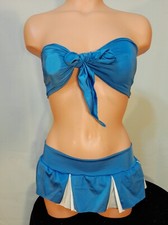 Exotic dancer stripper small/medium blue/white skirt dance outfit - dancewear