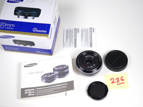 Samsung NX 20mm f/2.8 i-function lens SILVER w/box excellent used condition DRT