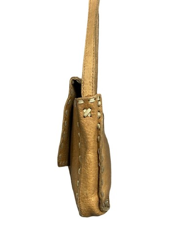 VTG 60S 70S HIIPPY BOHO TAN BROWN SLIP CLASP RUNNING STITCH SHOULDER BAG - Picture 4 of 6