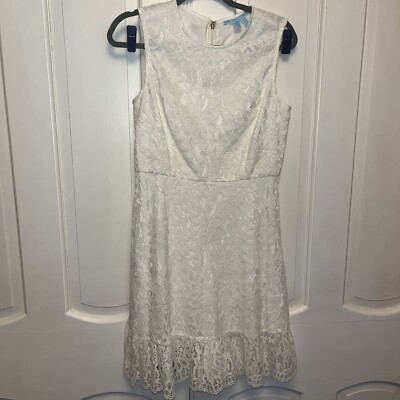 Draper James Womens Knee Length Lace Dress Size 6 White Sleeveless Round  Neck | eBay