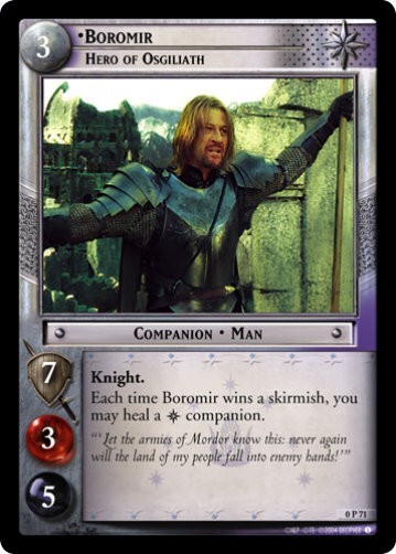 LOTR TCG BOROMIR HERO OF OSGILIATH 0P71 LÁMINA CASI NUEVA/M sin usar