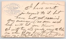 1881 Chas P Hanson & Co Pianos Organs Musical Merchandise Worcester MA Postcard