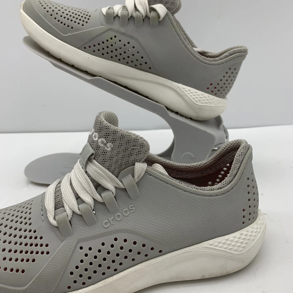 Crocs LiteRide Pacer Women s Size 5 Gray Perforated Sneakers Shoes 205234