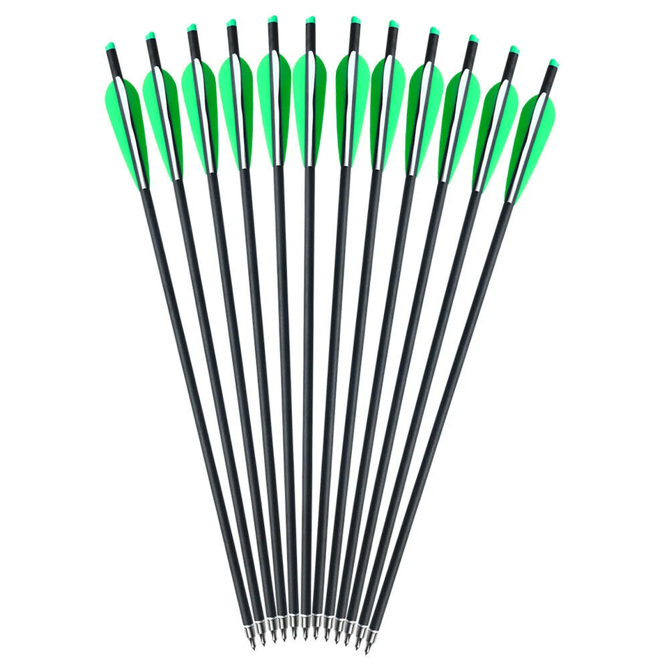 12Pcs 20" Carbon Crossbow Bolts Arrows & 12Pcs Crossbow Broadheads Set Hunting - Image 4 of 4