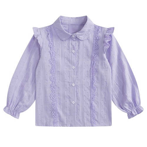 Kids Girls Long Sleeve White Ruffled Blouse for Spring Cotton Button Down Shirts - Picture 12 of 26