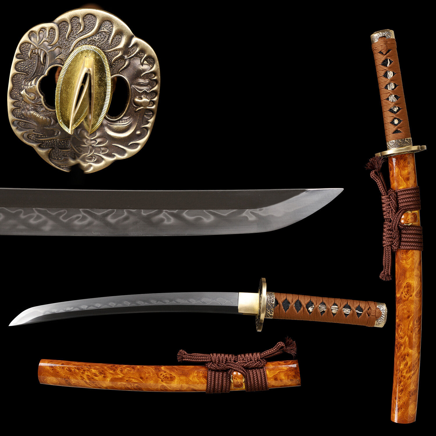 20-Inch Tanto Katana Sword with Clay Tempered L6 Steel and Razor-Sharp Hitatsura Hamon