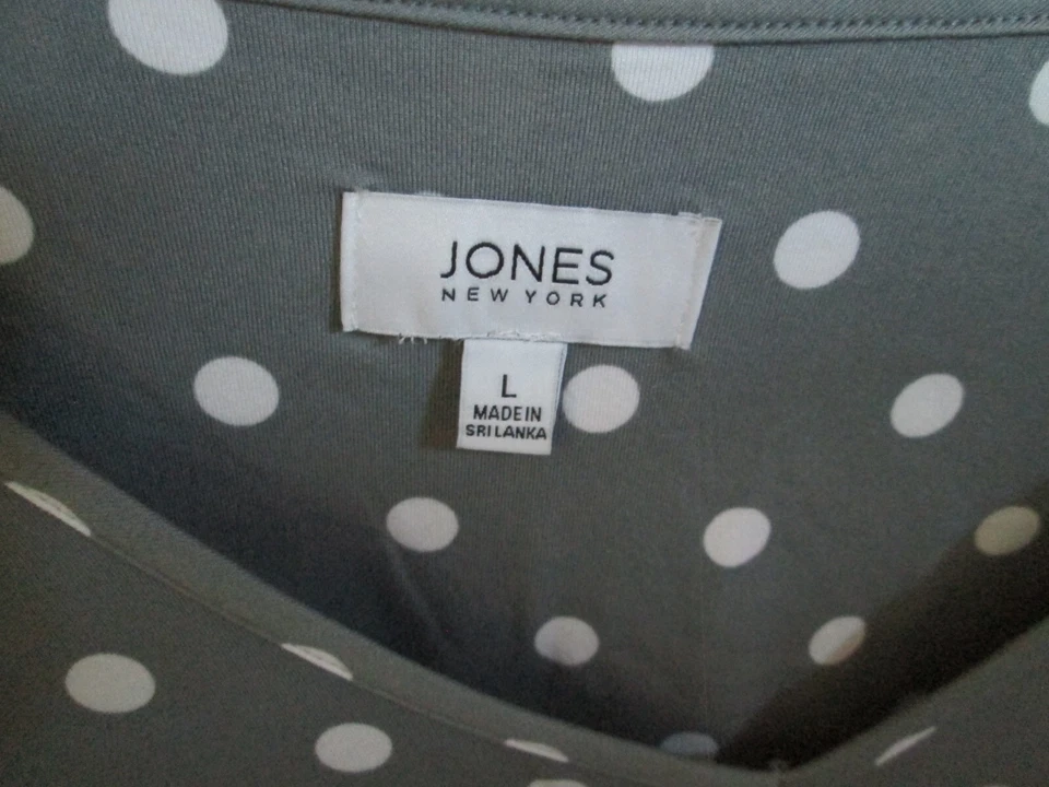 JONES NEW YORK GRAY/WHITE POLKA DOT 2 PC CROPS & TOP PJ SET SZ L EXC COND! - Image 2 of 4