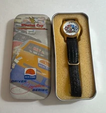 Sun Time Winston Cup Driver Signature Series Watch Gold Case Black Strap NIB