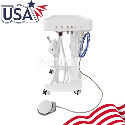 Portable 4H Mobile Dental Delivery Unit System Cart Treatment Work Compressor US