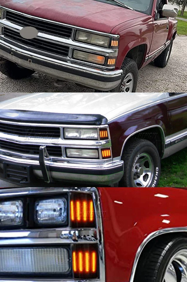 Lámpara LED secuencial luces marcadoras laterales de esquina para 94-98 Chevy C/K 1500 2500 3500 Foto 3 de 4