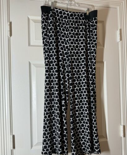 Jones Studio Wide Leg Stretch Pant Black White Abstract Print Size XL - Picture 2 of 17