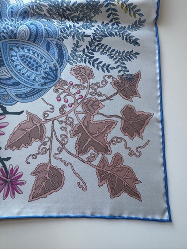 NWT Hermes Reversible 100% Silk Scarf, 90cm, Faivre Design, Double Face, Blue - Picture 17 of 22