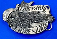 Motorcycle Belt Buckle Live To Ride - Ride To Live Pewter 1981 Eagle Bergamot