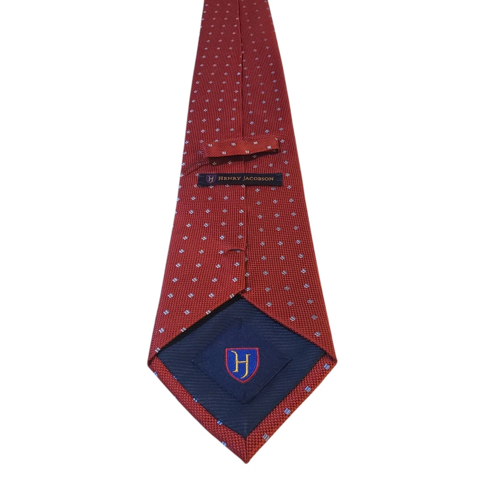 Corbata de cuello Henry Jacobson para hombre de lujo rojo azul bordado puntos grapa Foto 4 de 4