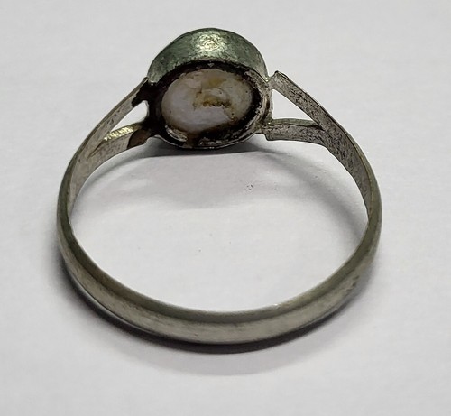 Men's BIG SZ:12.75 US Natural Freshwater Pearl Gemstone Vintage Silver Ring - Picture 5 of 14