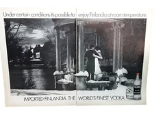1981 Vintage Finlandia Vodka Ad Romantic Winter Scene Couple Dancing Bar Decor