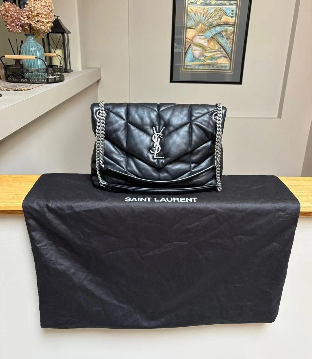 Saint Laurent — Saint Laurent Black Lambskin Loulou Puffer Shoulder Bag YSL - New - Authentic