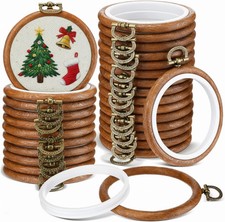 Fiwochic 30 Pcs 3.6 Inch Mini Embroidery Hoops Bulk Vintage Craft Sewing Round I