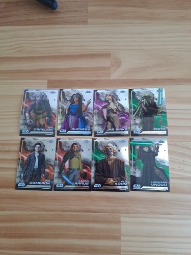 Topps Chrome Star Wars Karten Sammlung - 8 Karten Jar Jar Binks, Poe, Kit Etc