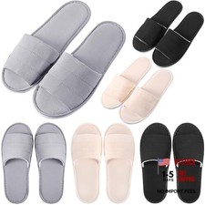 6 Pairs Disposable Slippers Bulk for Guests Open Toe Gray, Khaki, Black