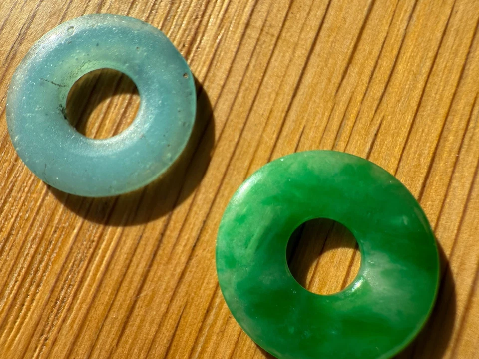 Lote Colgante Vintage Chino Donut Redondo Manzana Verde Jadeíta Jade Cuentas Foto 4 de 4